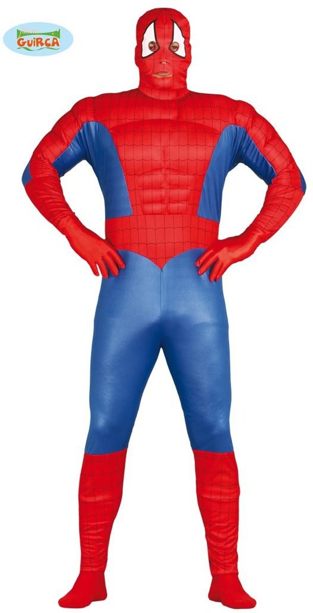 Spiderman Kostuum | Breedgeschouderde Superheld | Man | Maat 48-50 | Carnaval kostuum | Verkleedkleding